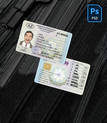 Azerbaijan driving license (2013 – present) PSD
